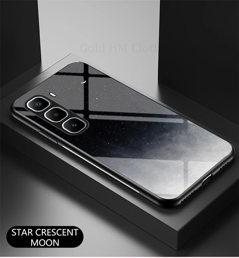 

For Infinix Hot 60 Pro Plus Gradient Starry Sky Tempered Glass Case For INFINIX Hot 60i 50 Pro Plus Soft TPU Bumper Phone Cover
