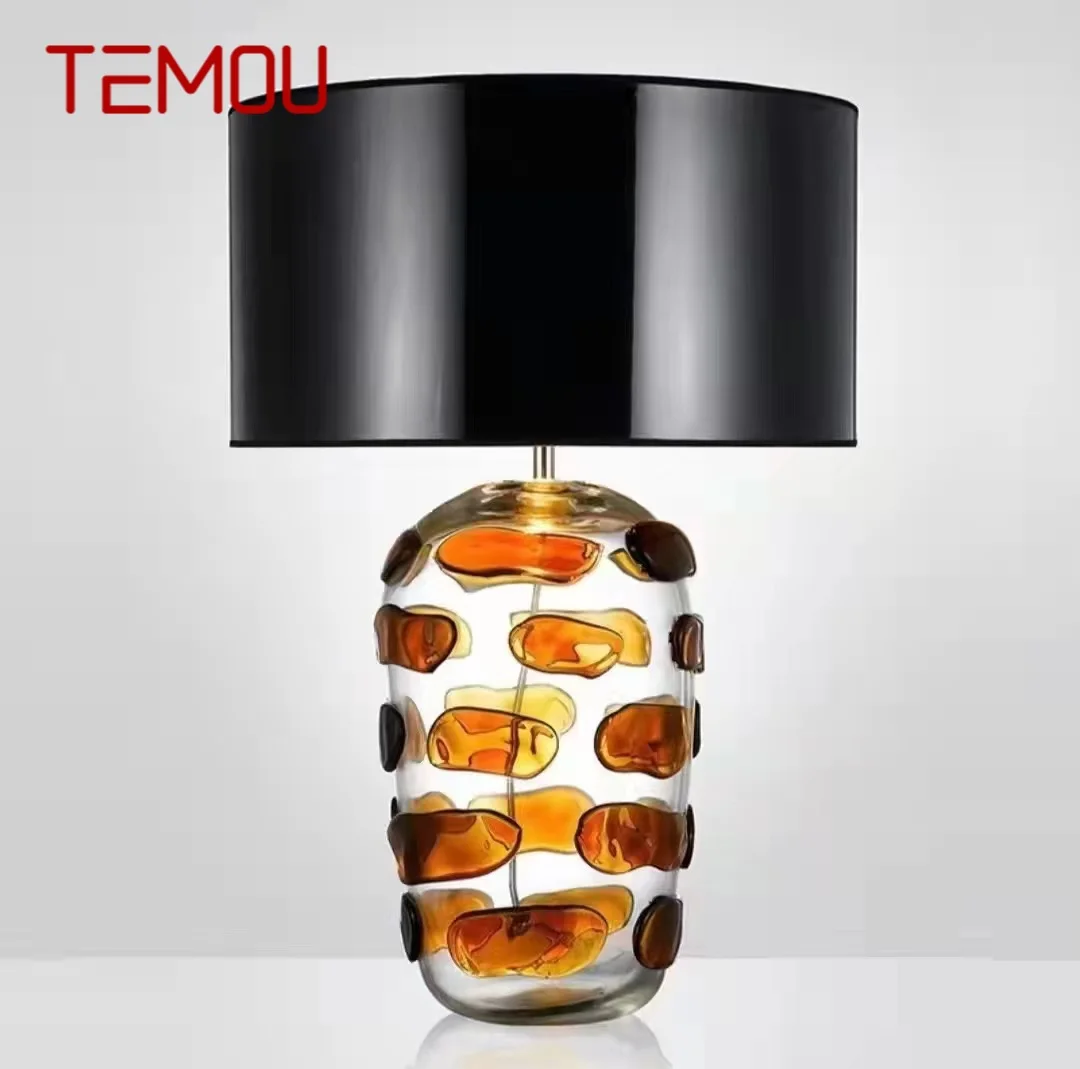 

TEMOU Nordic Glaze Table Lamp Modern Art Iiving Room Bedroom Study Hotel LED Personality Originality Desk Light