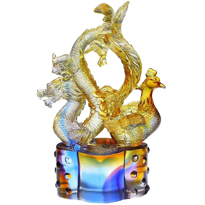 

Glazed dragon and phoenix Chengxiang ornament, a pair of home living room bedroom ornament creative decorative gifts