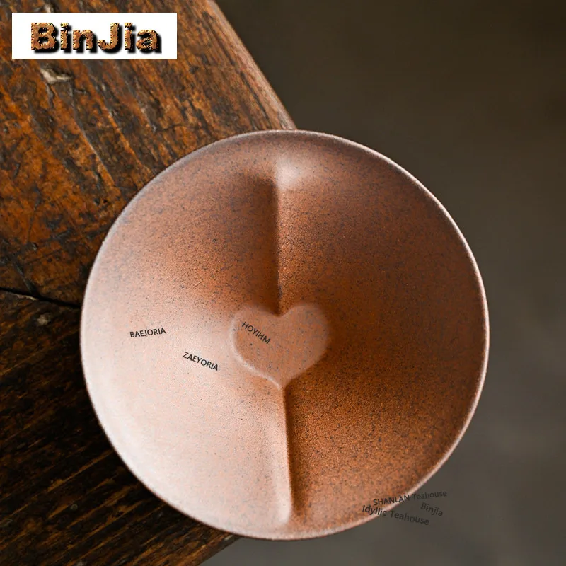 BAEJORIA Crude Pottery Heart-shaped Teacup Luxury Tea Bowl Set Of Cups Tea-tasting Smelling Cup Jianzhan Master Cups Tea Items