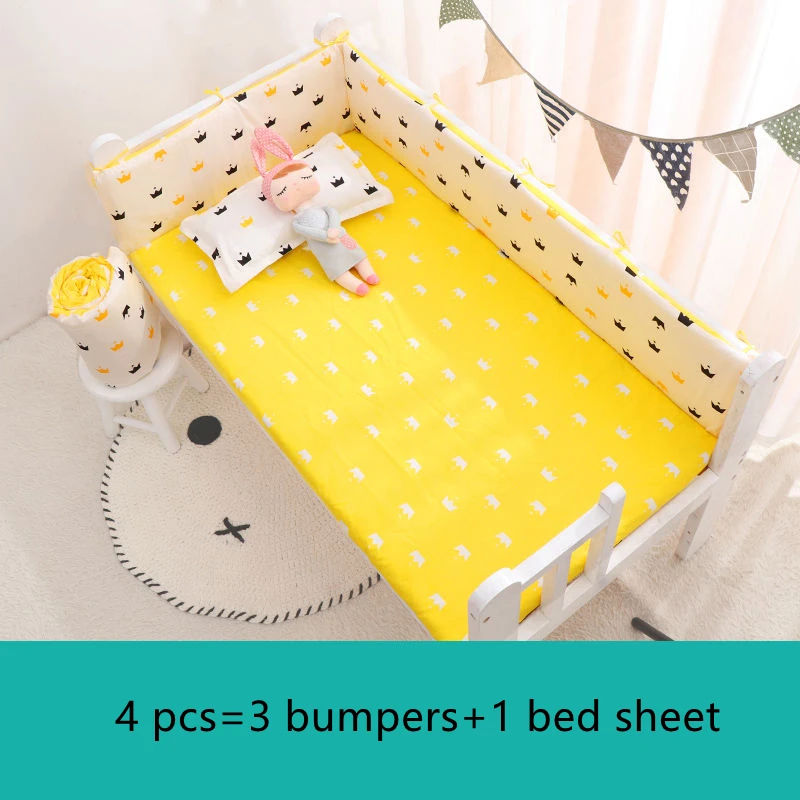 

Soft Cotton Baby Bed Sheet Comfortable Newborn Crib Bumper Baby Cot Around Cushion Set Four Seasons Infant Bedding Room Decor