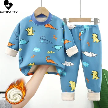 Nuovo autunno inverno bambini pigiama caldo spesso neonate ragazze cartone animato manica lunga girocollo pigiama set di abbigliamento da notte per bambini