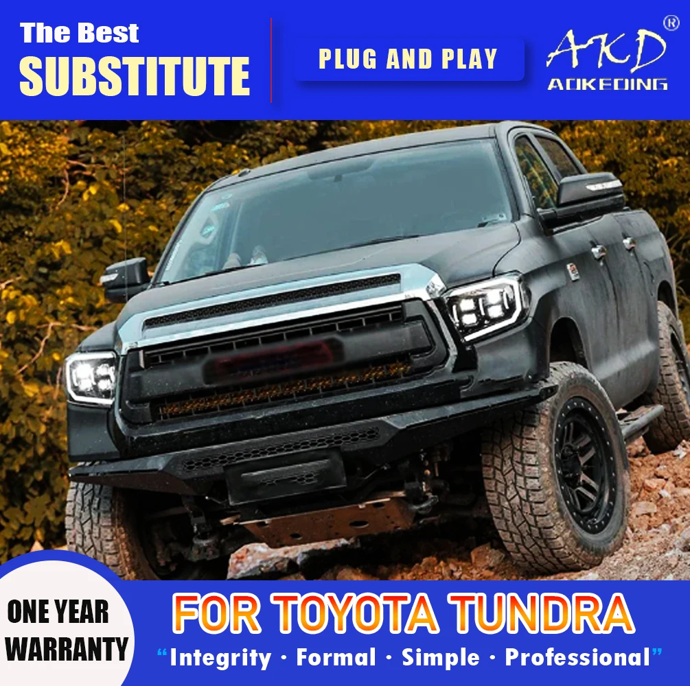 

Фара AKD для Toyota Tundra, светодиодная фара 2014-2019, фары Tundra DRL, указатель поворота, дальний свет, линза проектора «ангельский глаз»