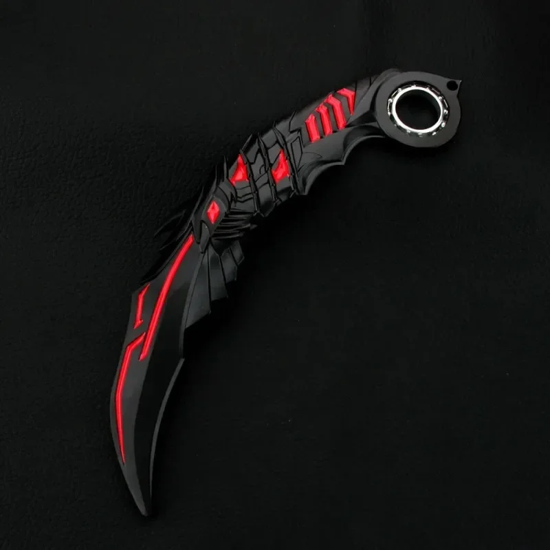 18cm 삶과 죽음 게임 주변기기 회전식 Karambit 합금 모델 골든 드래곤 클로 나이프 안전 야외 전술 칼 완구