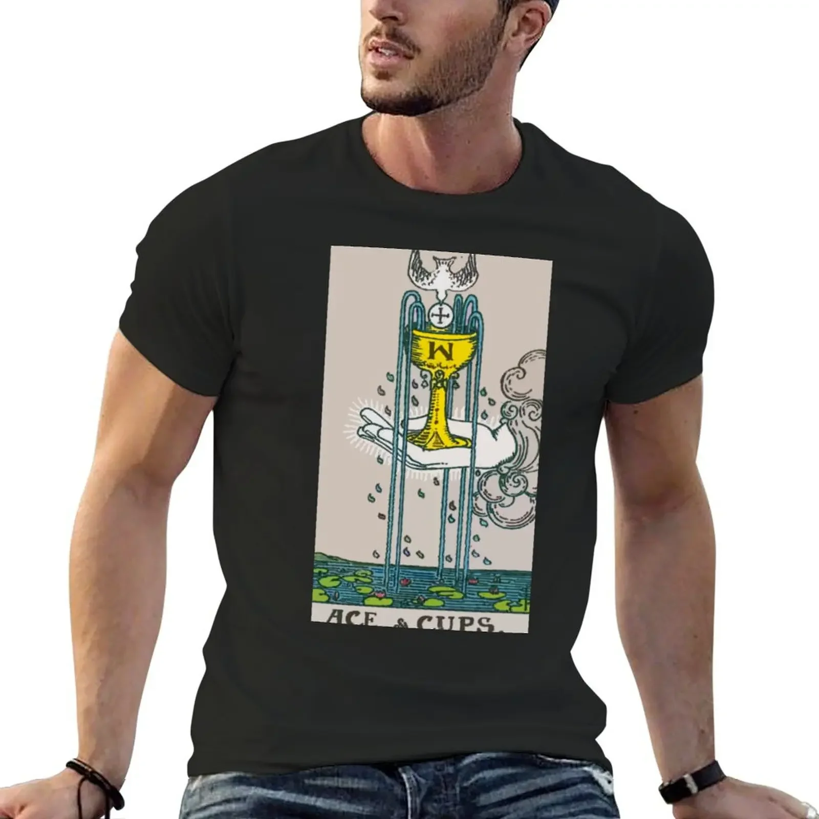 Ace of Cups Tarot Card Rider Waite Classic T-Shirt quick drying anime blacks Short sleeve tee vintage t shirt men