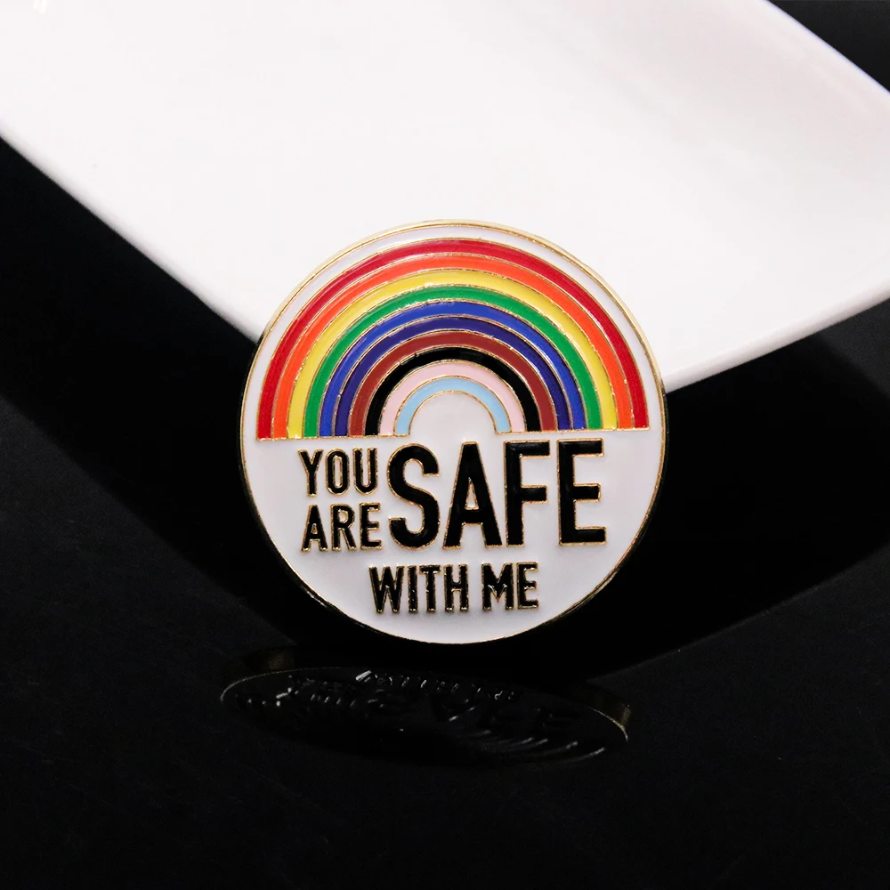 You Are Safe With Me Rainbow Enamel Pin for Nurse Doctor Medical Students Clothing Backpack Decoration Funny Badge Jewelry Gift