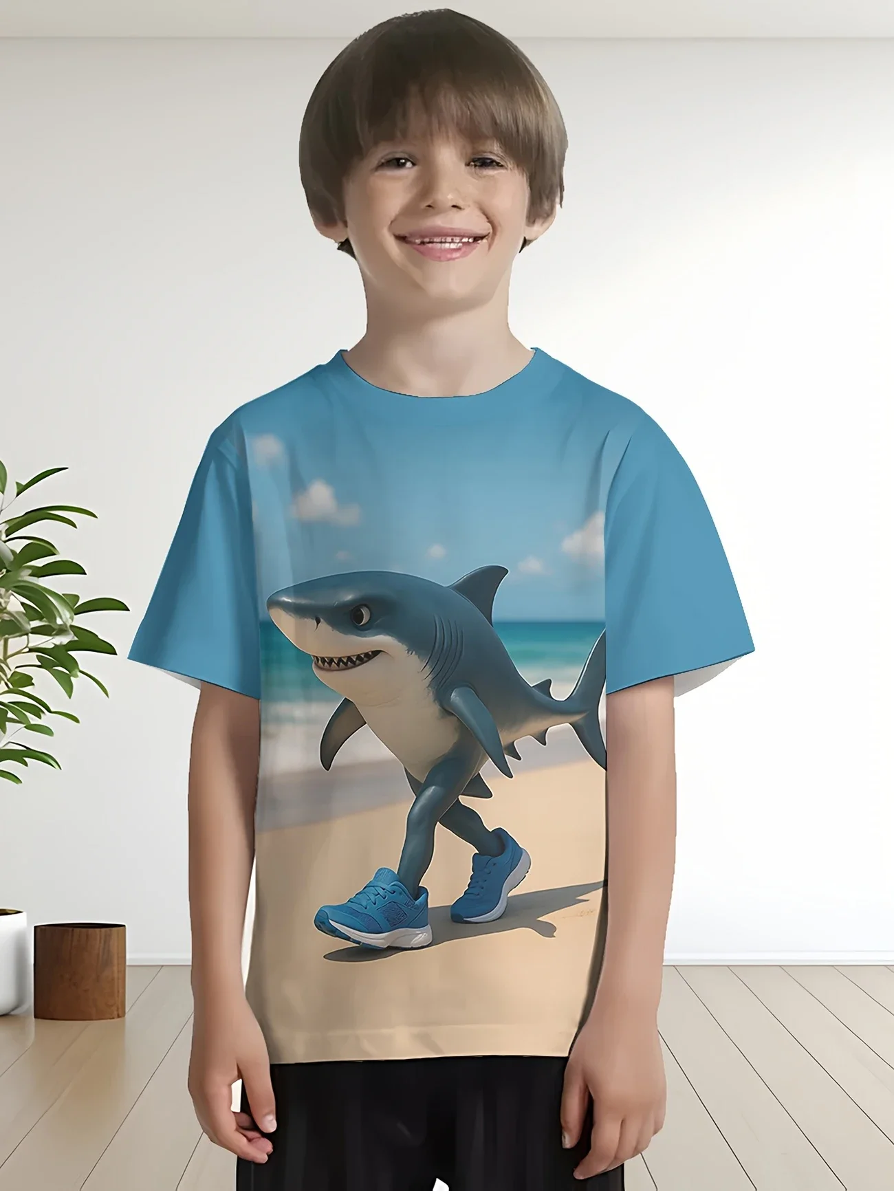 

3D-печать для взрослых и детей. Модная удобная универсальная повседневная спортивная рубашка с короткими рукавами для покупок.