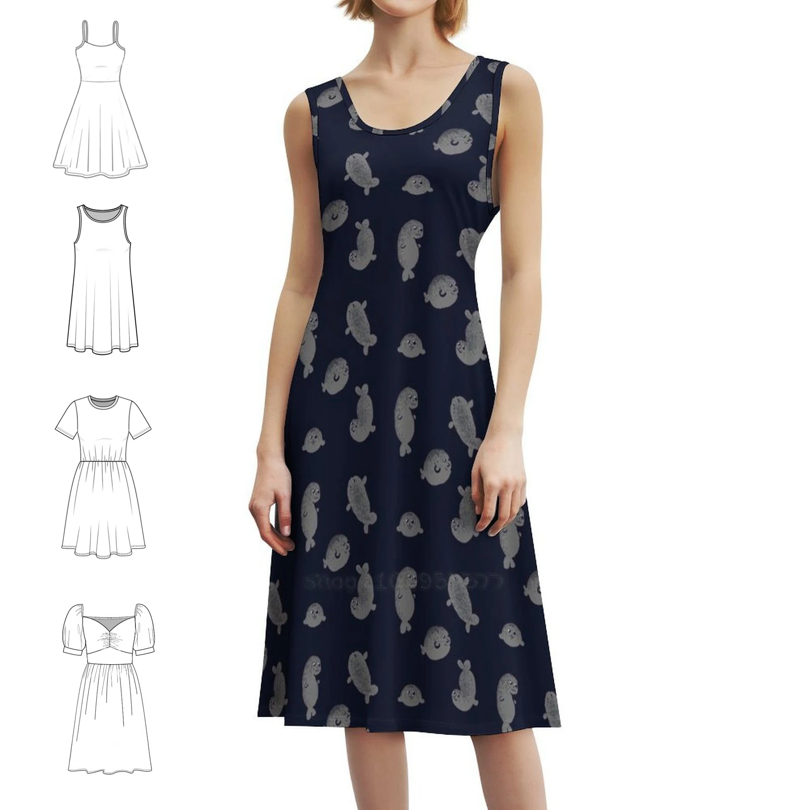 

Little Seals Sweetheart Neckline Dress Elegant Summer Party Dress For Women Seals Sea Lions Animals Marine Animals Woman Clothes