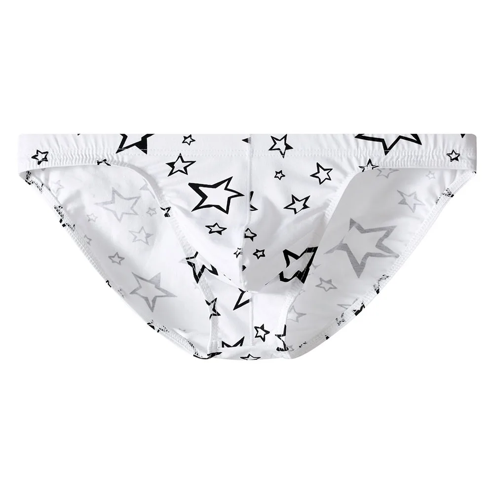 Men Print Cotton Soft Briefs Underpant Hip-Wrap Breathable Bulge Pouch Underwear Soft Quick Dry Breathable Sexy Panties
