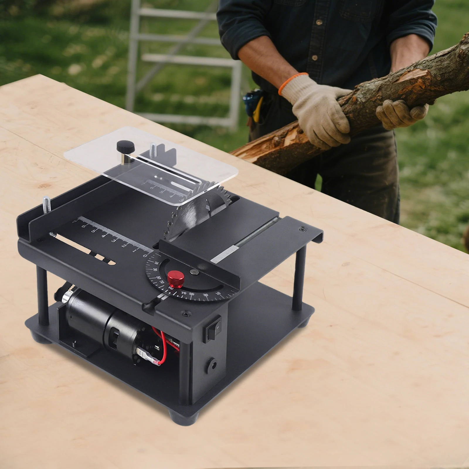 

Mini Table Saw High Configuration Angle Adjustable Multifunctional Cutting Bench US Plug Wide Voltage Cutting Tool Machine