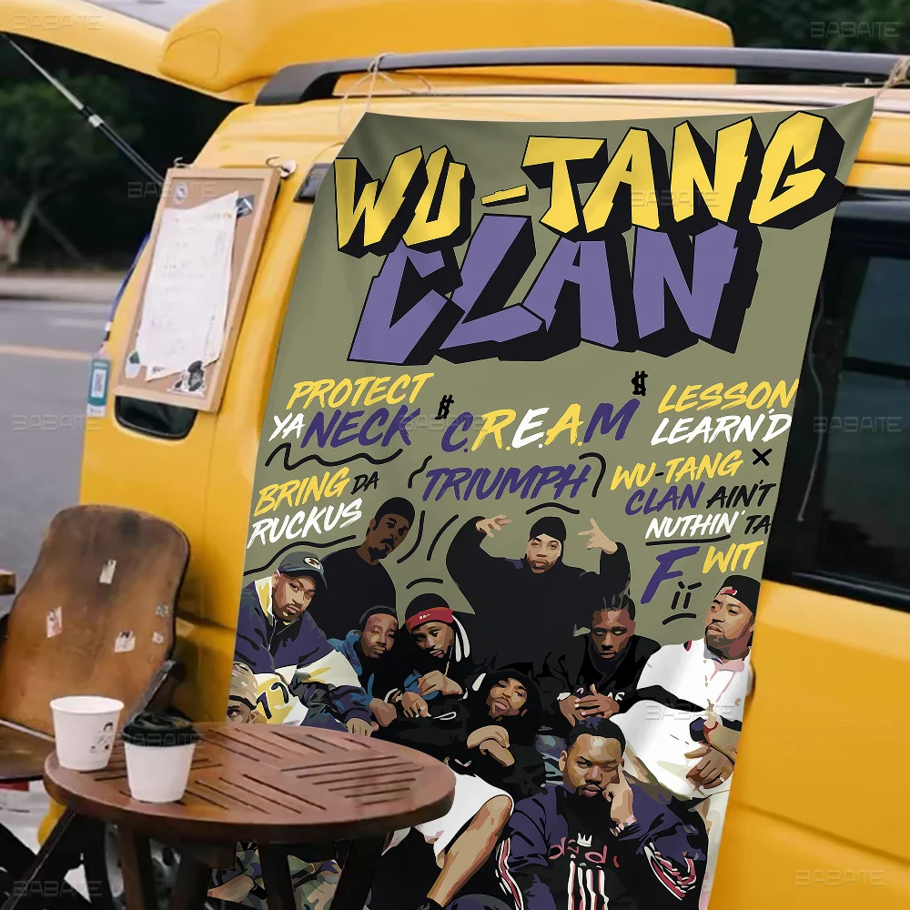 W-WU T-TANG C-CLAN Small Size Cheerleading Banner Hand Pulled Flag Outdoor Atmosphere Flags