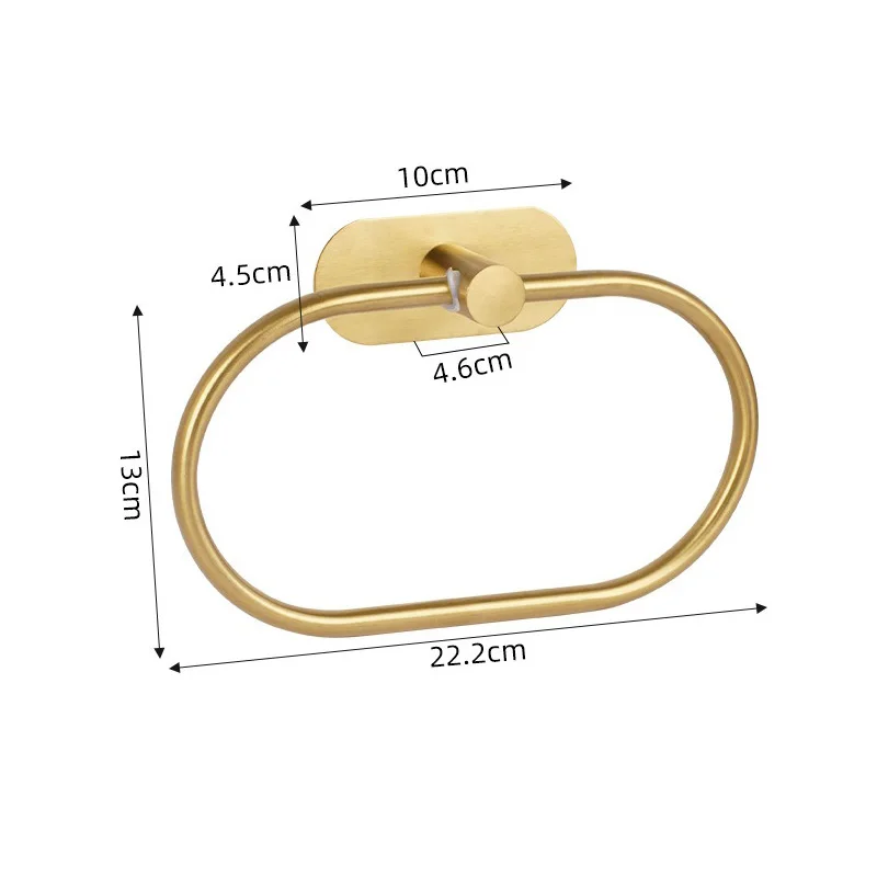 Stainless Steel Towel Holder Self-adhesive Bathroom Towels Rack Black Washhand Hanger Ring Rail Bar Kitchen Storage Accessories