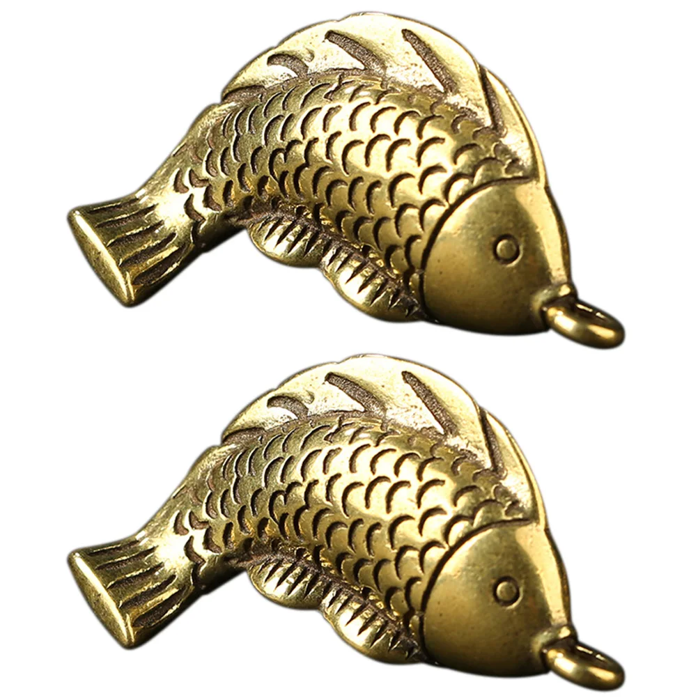 

2 Pcs Brass Fish Keychain Pendant Lightweight Durable High Quality Carp Beads Jewelry DIY Charm nament Accessories