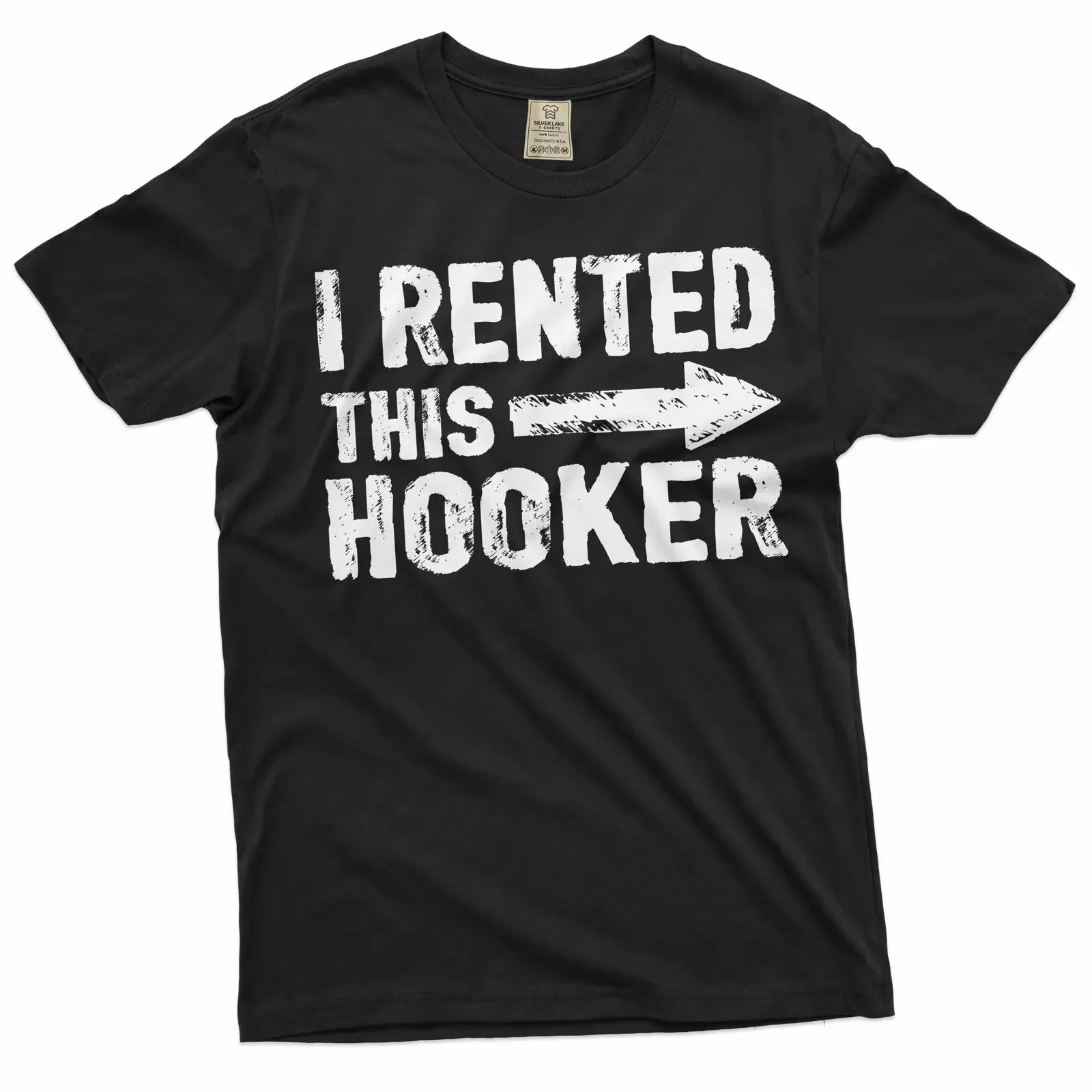 Men's Funny I rented this hooker T shirt offensive humorous Birthday gift tee vintage Washed Versatile streetwear graphic