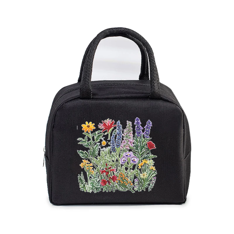 Wild Flower Vintage Print Insulated Lunch Bag Women Men Food Cooler Bag Bohemia Flower Leakproof Tote Food Storage Bento Bags