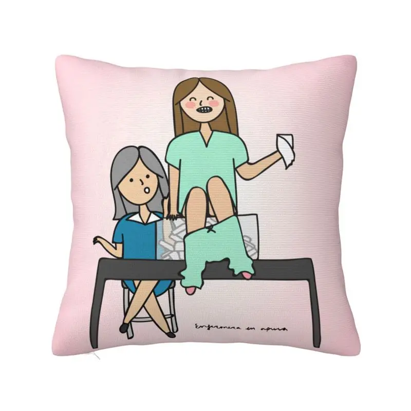 Custom Funny Cartoon Nurse Pillow Case 45x45cm Health Care Nursing Doctors Cushion Cover Decoration Salon Square Pillowcase