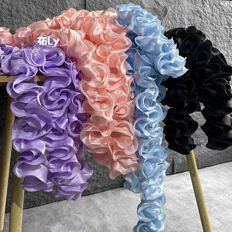 Large lace trim accessories, wavy and ruffled soft fabrics, special for creative handcraft, DIY, and fabric transformation