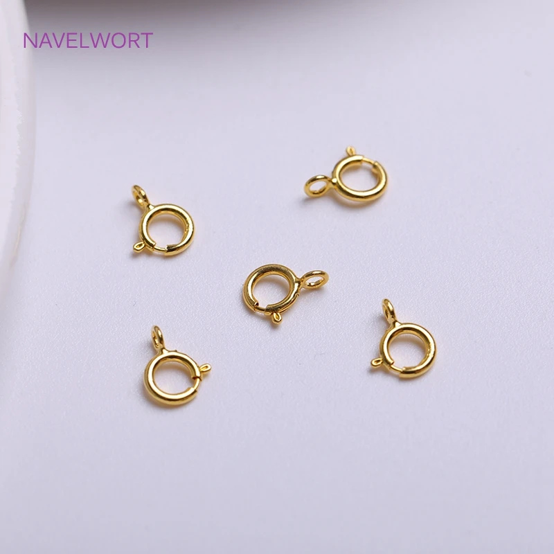 5mm Sterling Silver 18K Gold Plating Round Claw Spring Clasps Hooks Bracelet Necklace End Connectors DIY Jewelry Making Findings