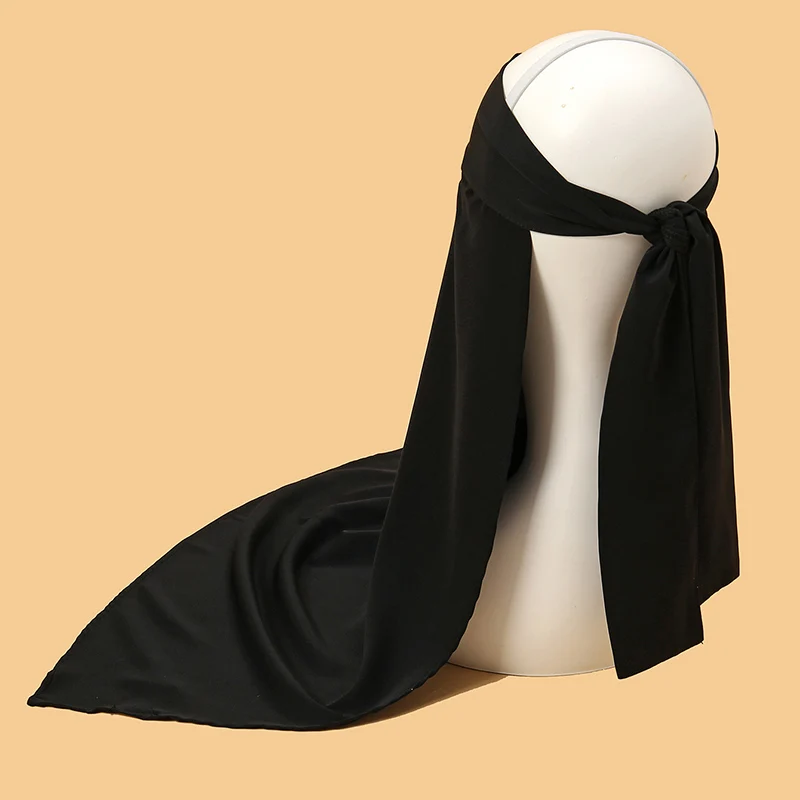 High Quality One Layer Chiffon Hijab Scarf Muslim Face Cover Niqab Hat Pull Islamic Scarf Tie Back Headcover Women Headwrap