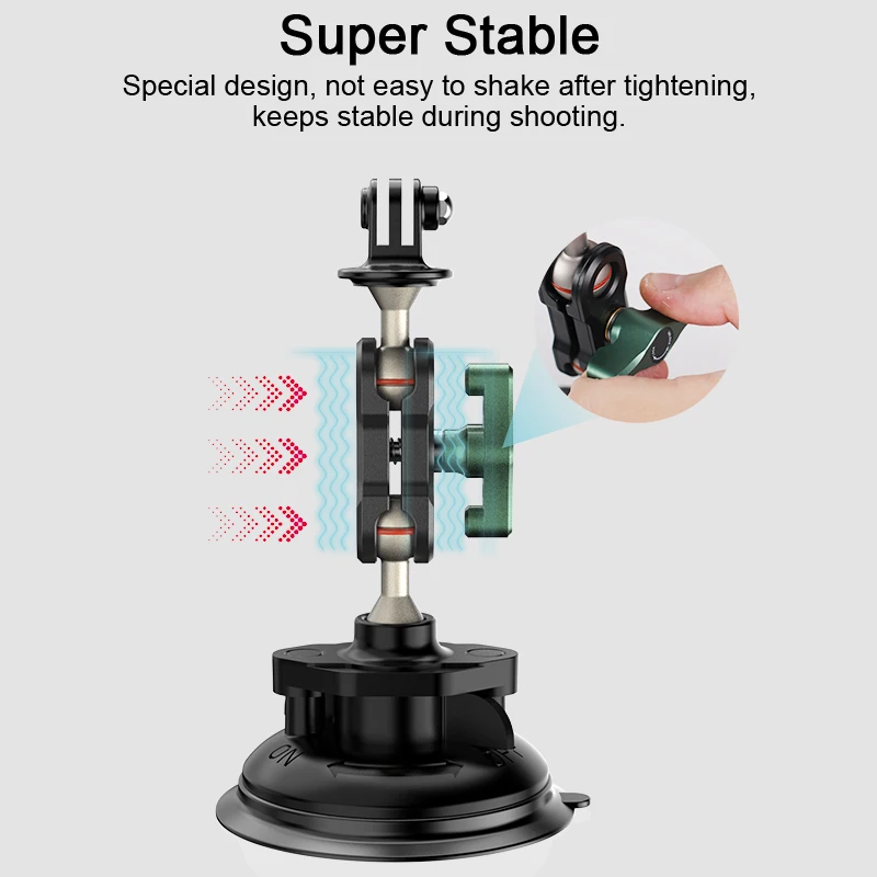 Metal 360 Rotate Sucker Car Phone Holder Flexible Suction Cup Mount Stand for GoPro Hero 11 10 Insta360 iPhone Samsung Accessory