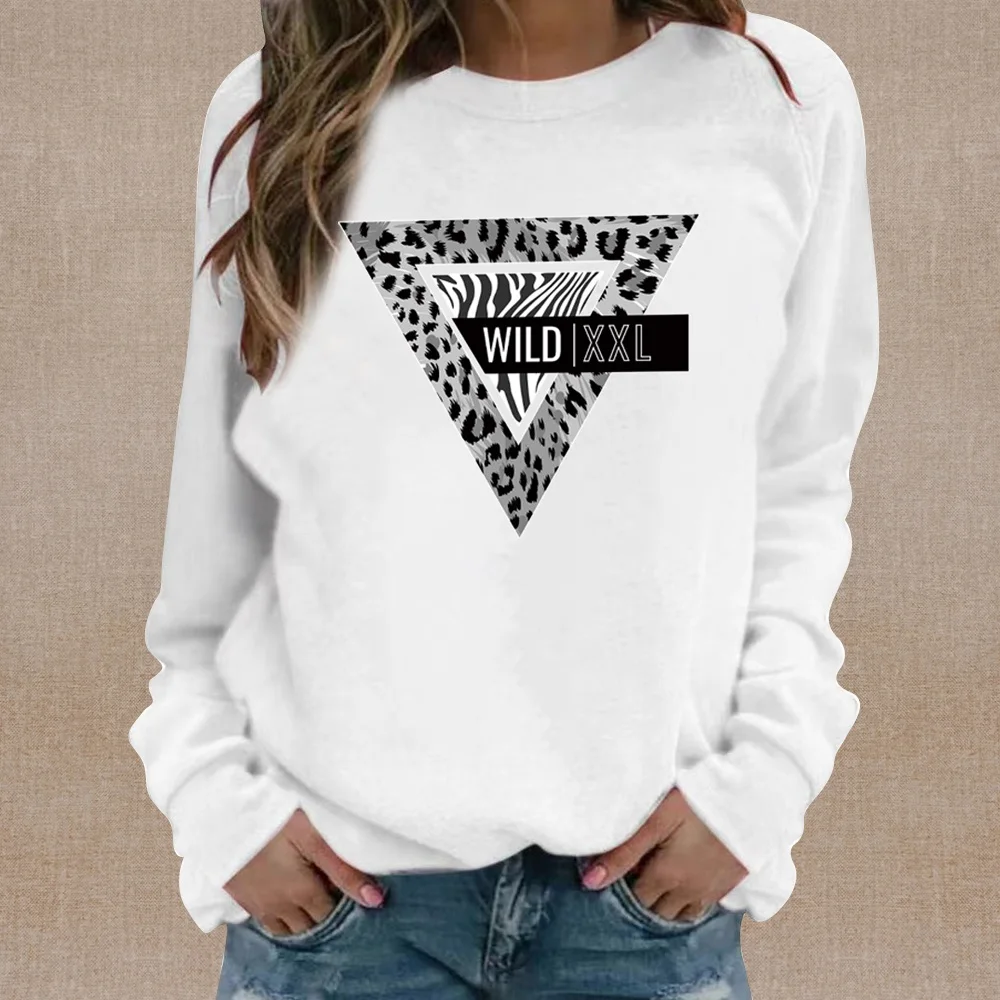 

Women's Lightweight Casual Sweatshirt wild Pattern Printed White Long-sleeved Slim-fit Hoodie Jumper Fashion Women's Clothing