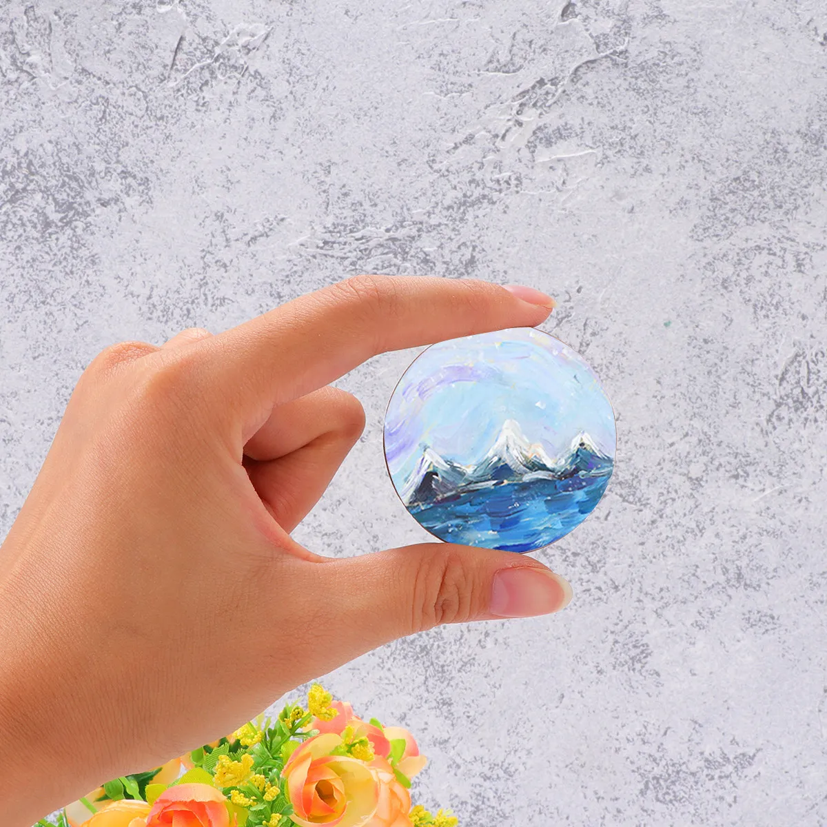 

50Pcs Wooden Disc Round Craft Pieces 50Mm Width 5Mm Thick Smooth Natural DIY Clothing Buckle Supplies for Teachers Math Learning