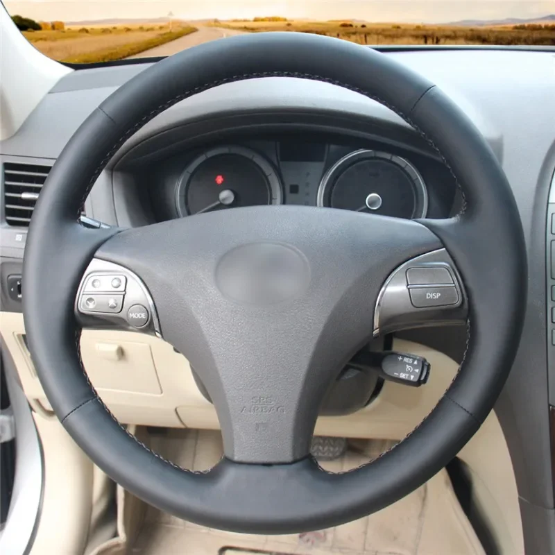 

DIY Hand-Stitched Non-slip Durable Black Artificial Leather Car Steering Wheel Cover for Lexus ES240 ES25 Interior Accessories