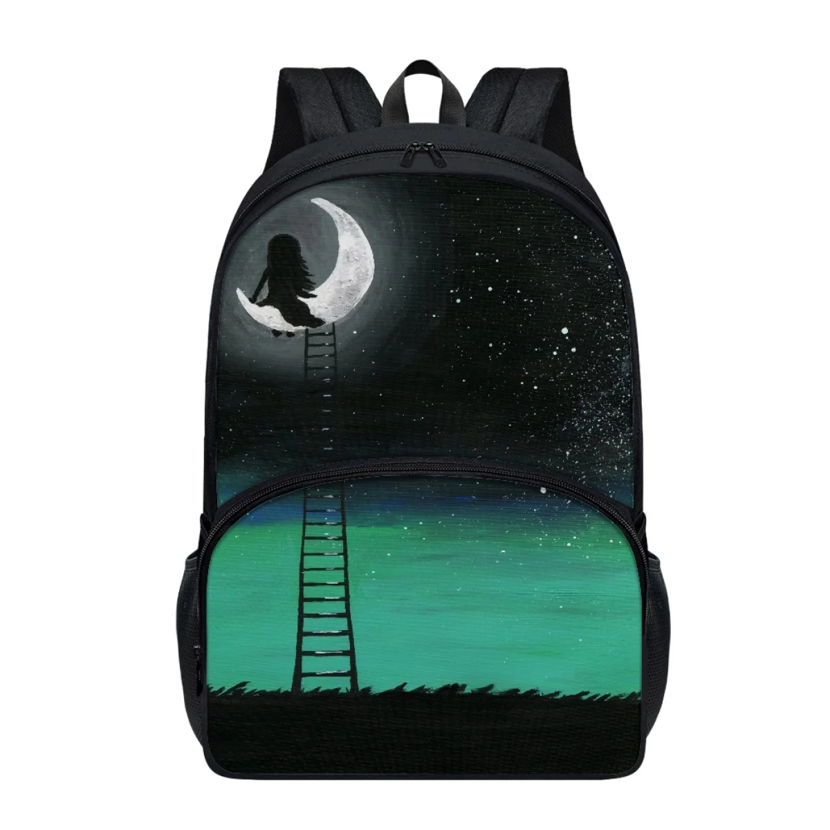 FORUDESIGNS Fantasy Moon Girls Print Books Bags School Backpacks Lightweight Multi-pocket Schoolbags Stationery Storage