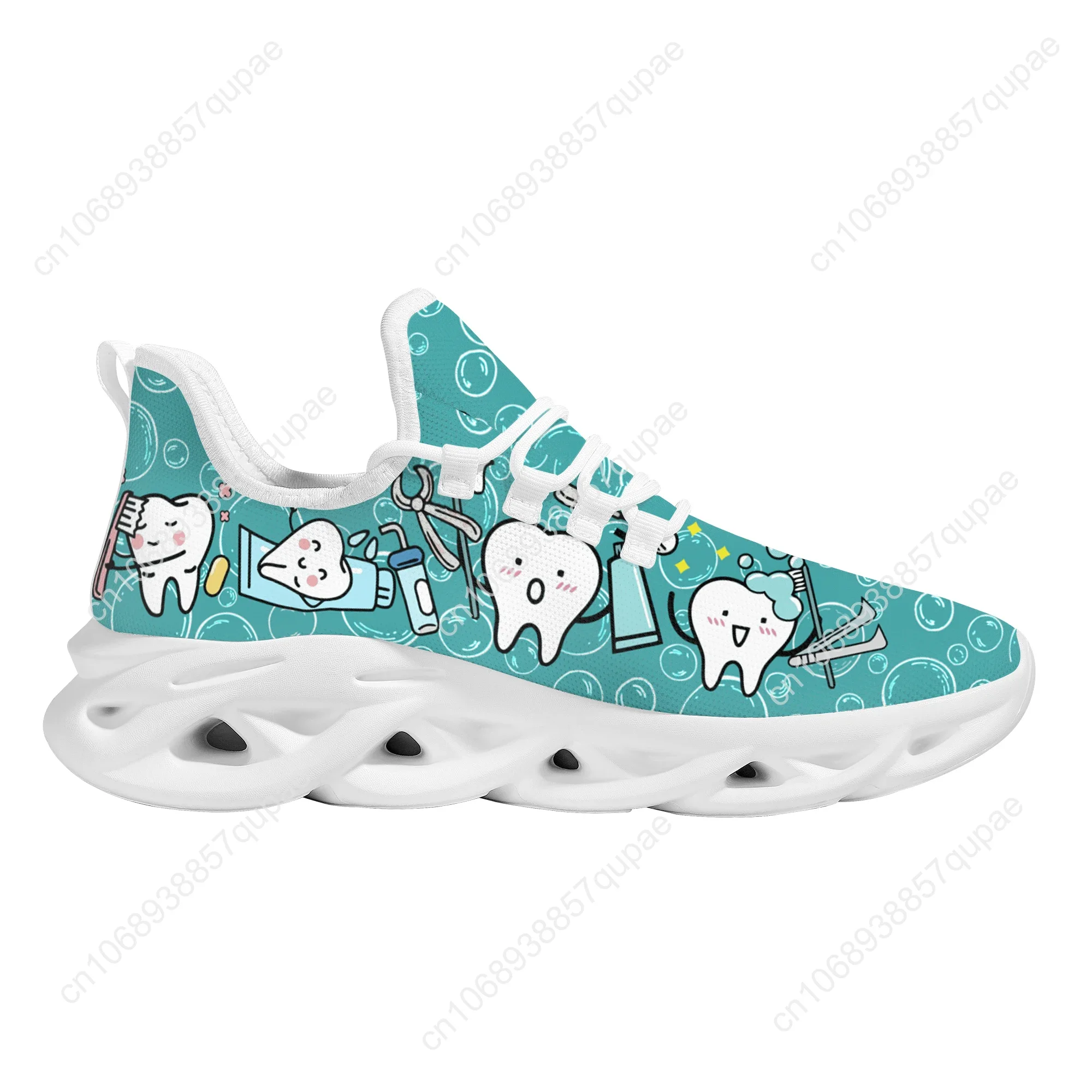 INSTANTARTS Casual Women's Dental Shoes Funny Teeth Dentist Design Flats Lace-up Sneakers Spring Breathable Beach Walking Shoe 5