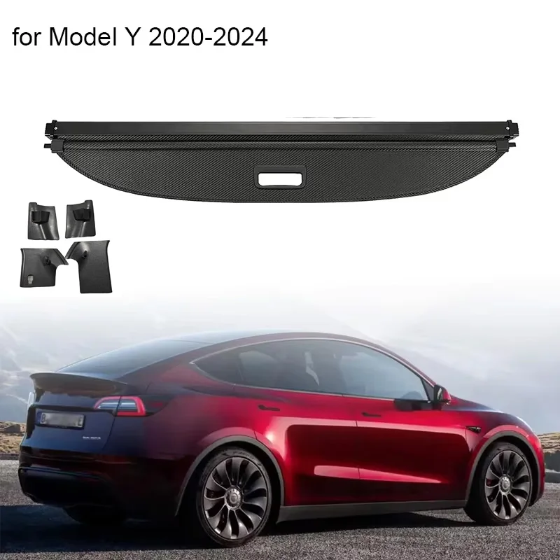 

Trunk Curtain Cover Organizer For Tesla Model Y 5-Seat 2020-2024 Rear Rack Partition Shelter Shield Shade Luggage Cargo Cover