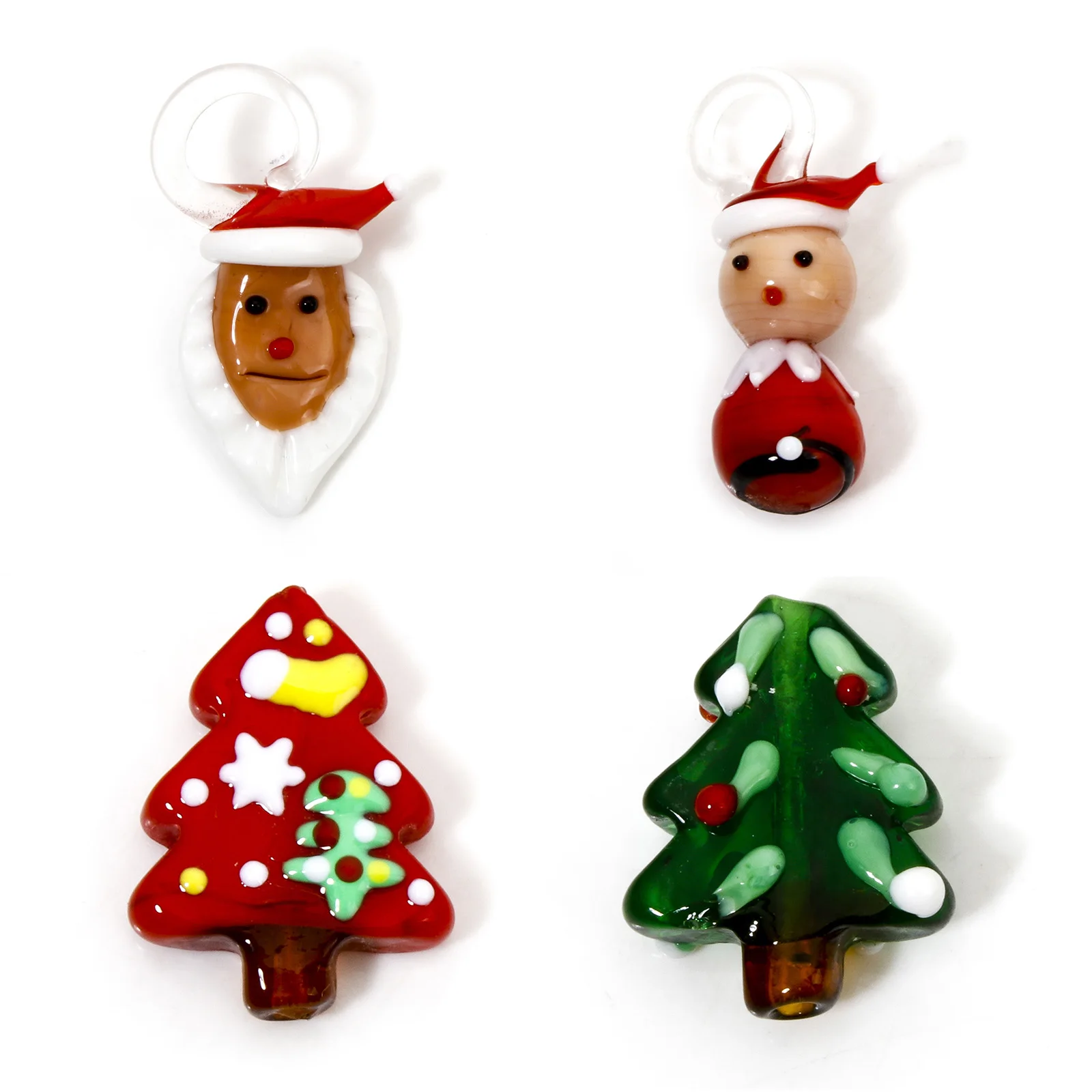 DoreenBeads 1 Piece 3D Christmas Lampwork Glass Beads For DIY Jewelry Making Christmas Tree Snowman Happy New Year DIY Charms