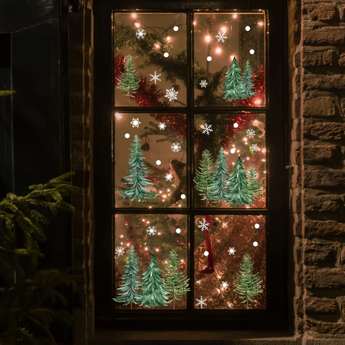 1PC Christmas tree snowflake electrostatic adhesive glass window decoration, style decoration holiday electrostatic stickers