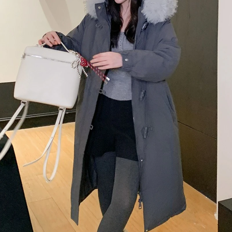 

2025 Winter New Hooded Removable Fur Collar Women's Cotton-padded Jacket