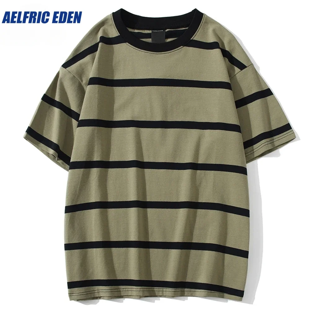 

Aelfric Eden Men T Shirt Color Block Print 3 color Optional Tee Shirts Simple High Street Basic All-match Cargo Male Streetwear