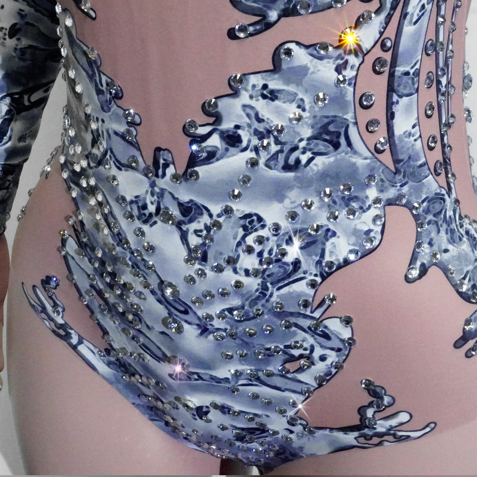 Funkelnder silberner Strass-Body, große Party, Nachtclub, Abschlussball, Bar, Konzert-Outfits, Bühnensängerin, Show, Tanztrikot, Queen Wear