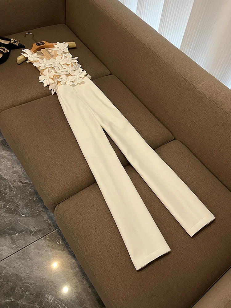 

Faionable 3D Flower Me Комбинезон Повседневные брюки Длинные брюки с высокой талией Прозрачный дизайн Новая зимняя коллекция U7