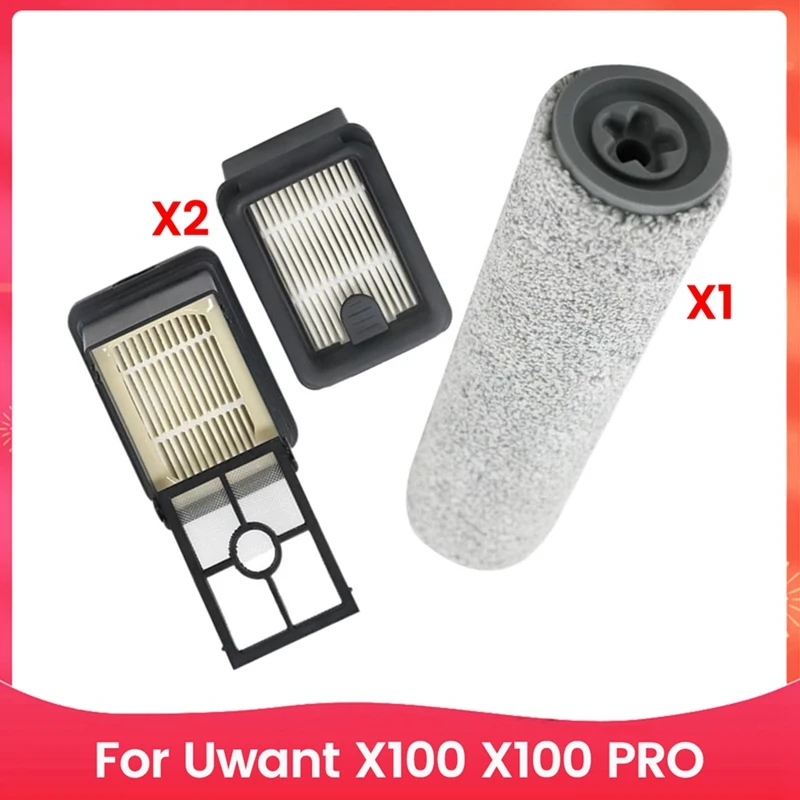 AS60-For Uwant X100 X100 PRO Wash Floor Machine Rolling Brush Roller Brushes Hepa Filters Spare Parts