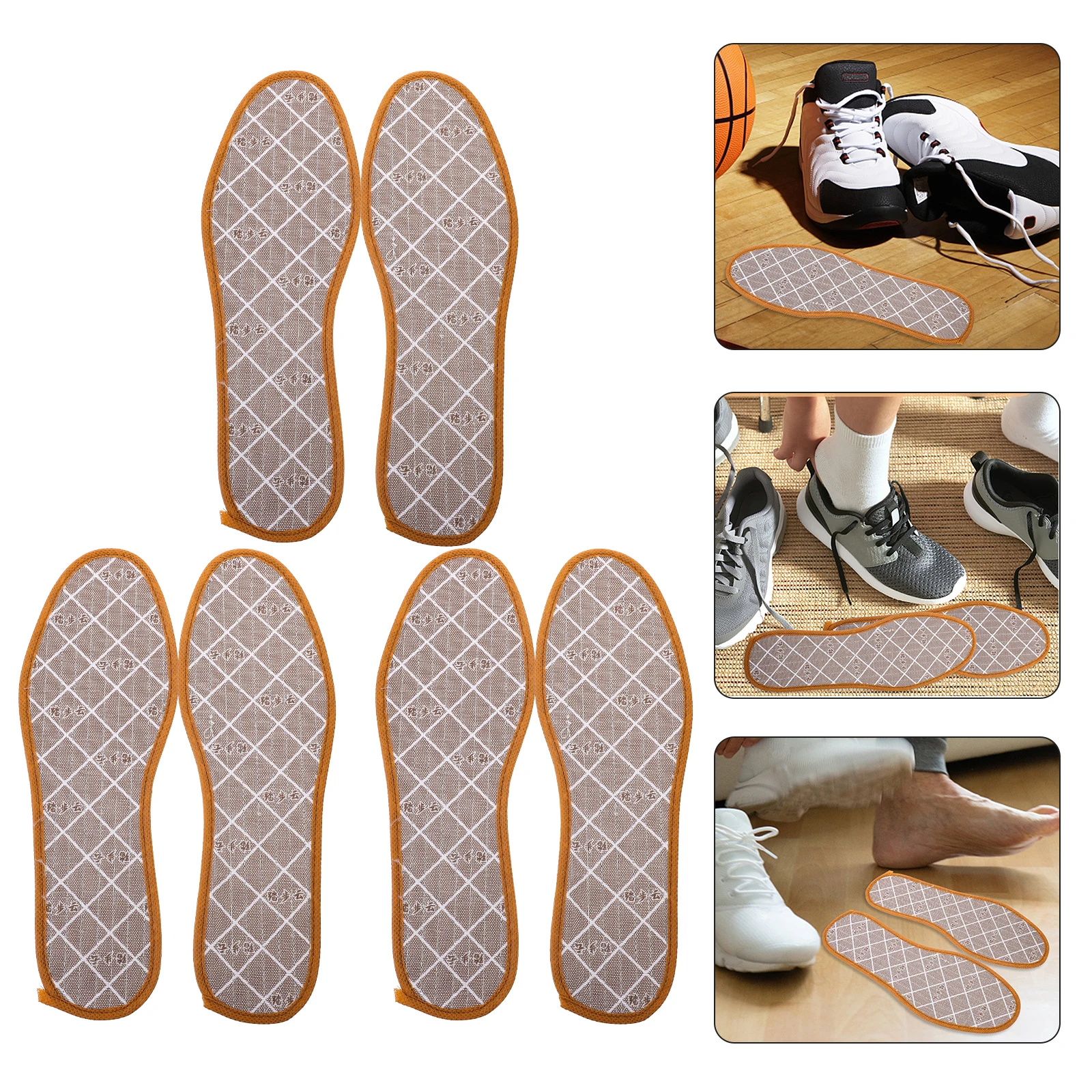 

3pcs Bamboo Charcoal Insoles Size 44 Sweat Absorption Deodorant Shoe Pads Foot Care Sports Insoles Fresh Scent Comfortable