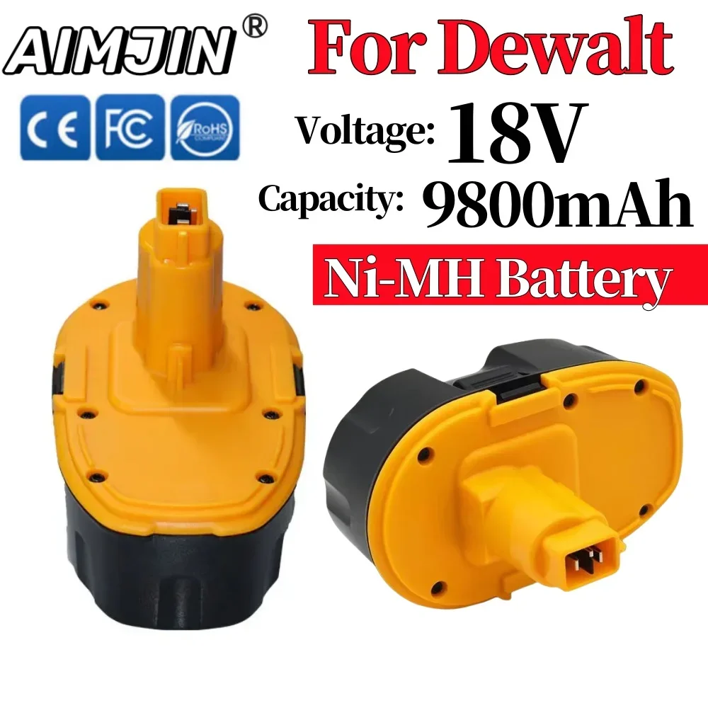 2024 New 18V 9800mAh Ni-MH Power Tool for Dewalt DC9096 DE9039 DE9095 DW9098 DE9503 DW9096 Replacement Battery