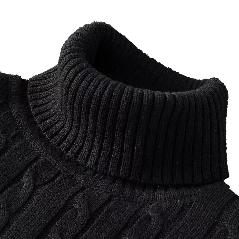 

2024 New Winter Warm Turtleneck Sweater Casual Men's Rollneck Warm Knitted Sweater Keep Warm Men Jumper Knit Woolen Sweater