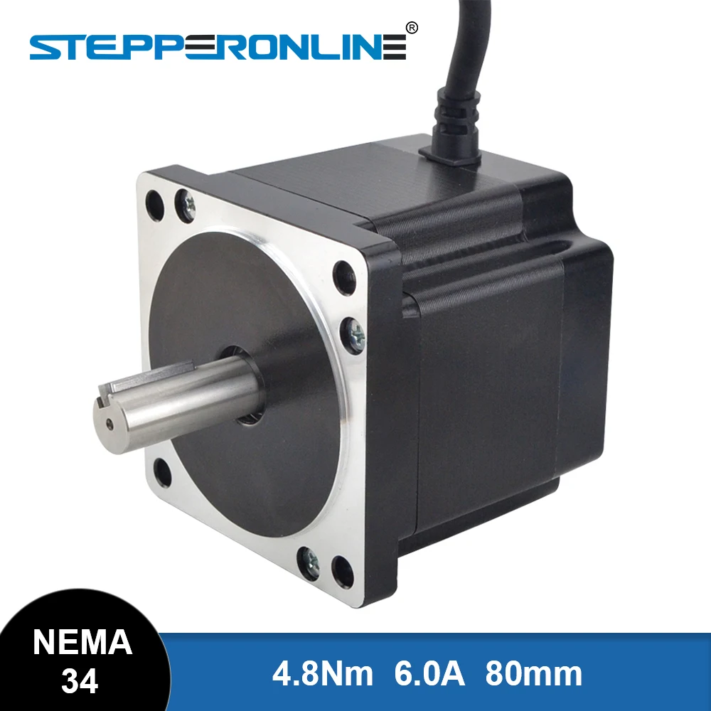 stepperonline nema 34 stepper motor 48nm 6a 4 lead 80 mm stepping motor 14 mm eixo para fresadora de gravura cnc 01