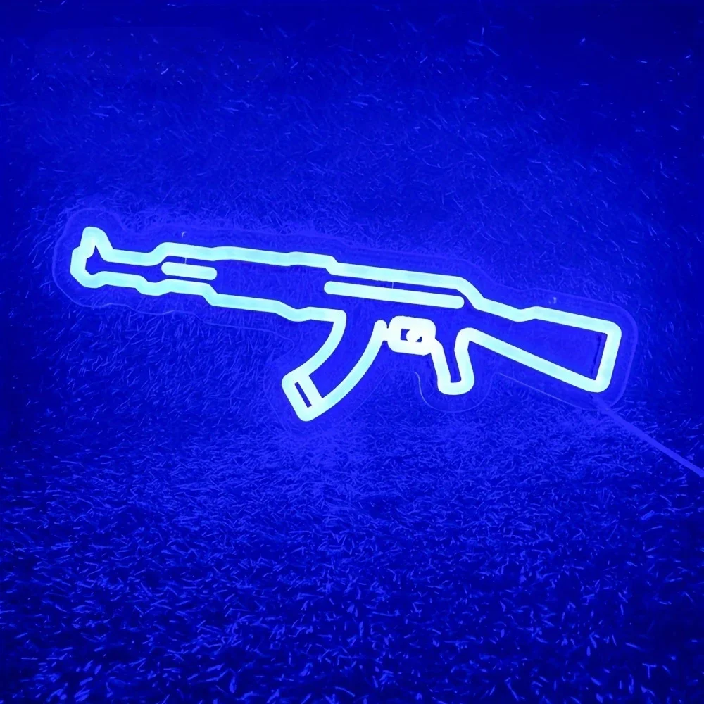 

Gun Neon Sign art Neon Light Led AK 47 Cool Hanging Night Light Boys Playroom Home Store Party Personality BAR Wall Decor Lamps