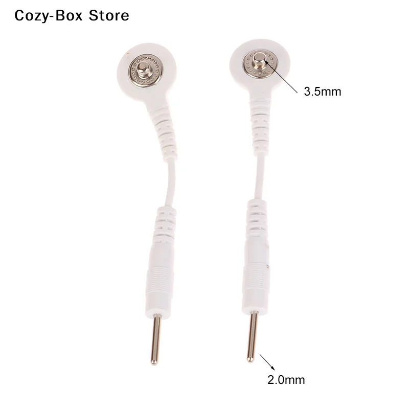 [ZY]2PCS Electrode Lead Wire Connecting Cables Plug 2.0mm Snap 3.5mm Male Connector Cable Use Tens/EMS Massage Machine Device