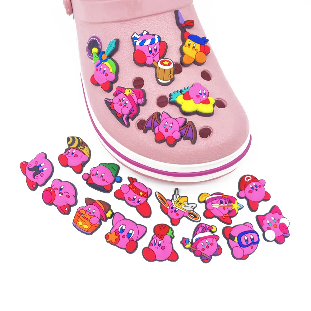 HOT 1pcs Cartoon Pink Game Characters Charms DIY Clogs Shoe Accessories Fit Sandals pin Decoration kids Girls X-mas Party Gifts