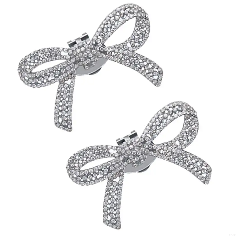 Y55F Crystal Bowknot Shoe Accessory Detachable Shoe Clips for Parties Gatherings