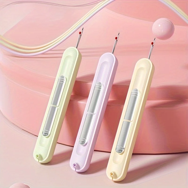 2pcs Easy Thread Sewing Needle Threaders for Seniors - Multi-Functional Hand Sewing Accessories with Built-In Seam Ripper