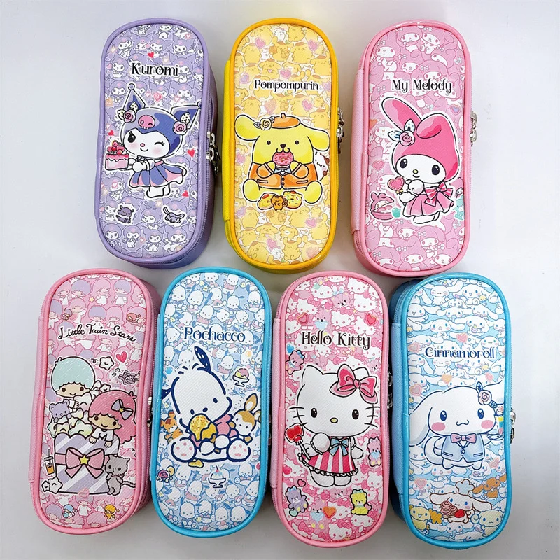 7 pcs/lot Creative Kuromi Melody Cinnamoroll Kitty Pencil Case Cute  Pencil Box Stationery Pen Bag Stationery School Supplies