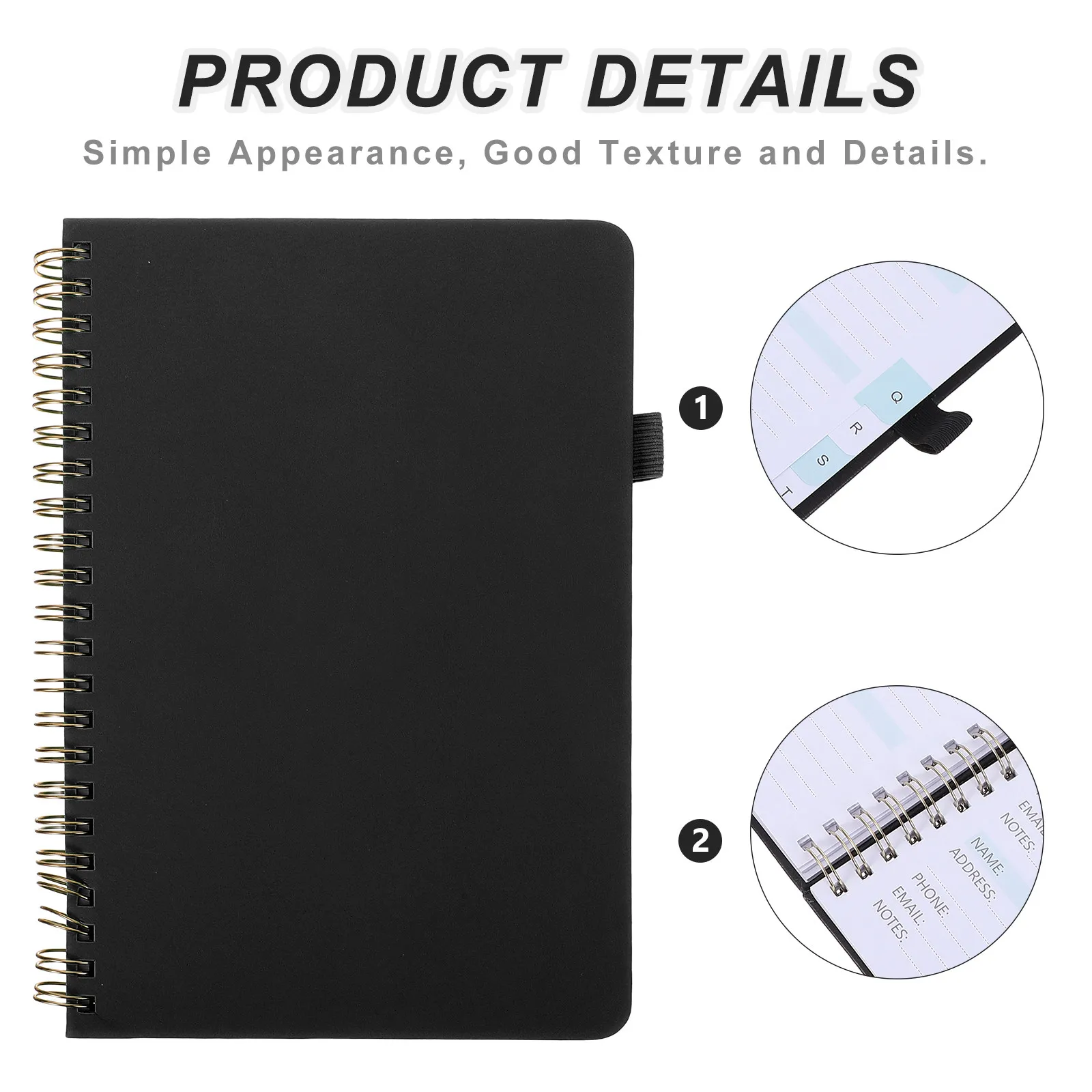 Address Phone Book B6 Hardcover Spiral Notebook Alphabet Tabs Thick Pages Waterproof Cover Portable Home Office Organizer