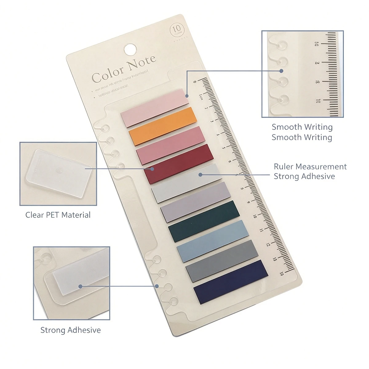 Transparent Index Tabs, 10 Colors Writeable Sticky Notes Tabs, Clear Page Markers for Notebook Book File Document Classification
