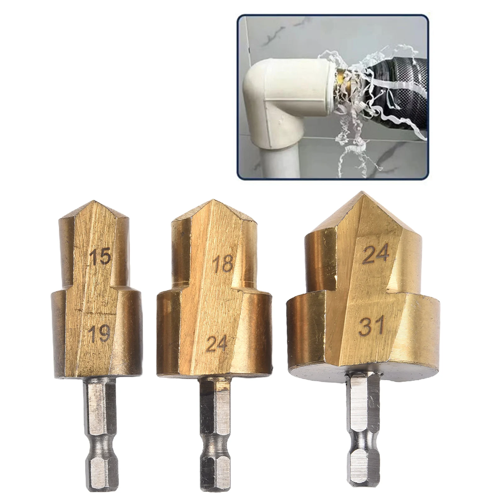 

3pcs 6.35mm Hexagonal Shank Drill Bit Water Pipe Expansion-Drill Punch Plumber Hardware Maintenance Tools Accessories